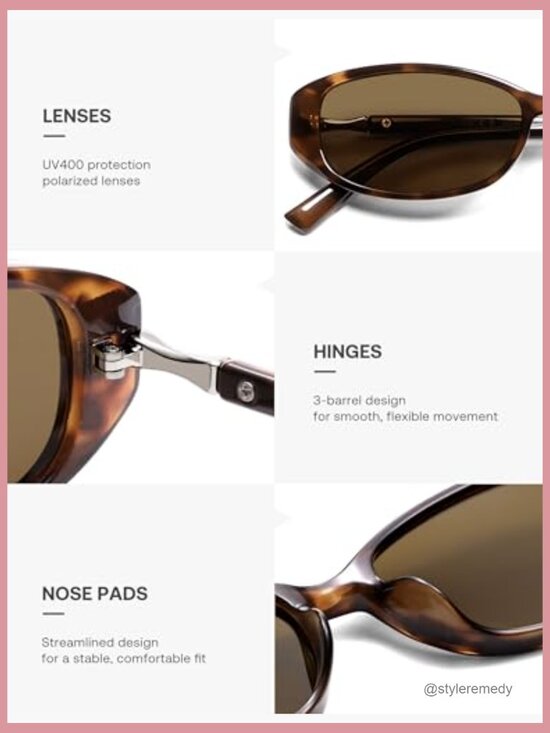 Polarized Retro Oval Sunglasses Lightweight Plastic Frame UV400 Protection main image 7